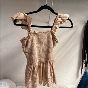 Japna Tan Ruffle Tank Top